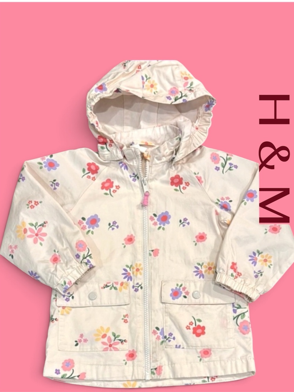H & M - Floral Kids Jacket w/Tiny Flowers
Removable Hood - Zipper Front - Size 2
